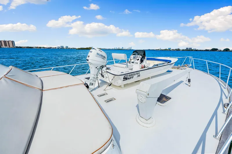 Slide: The Image of Blackwell 72 yacht deck with a small boat, ocean view, 1996 model. - 32