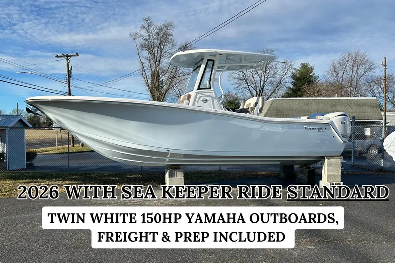 The Image of 2026 Tidewater 256 LXF boat with twin 150HP Yamaha outboards, Sea Keeper Ride standard. - 0