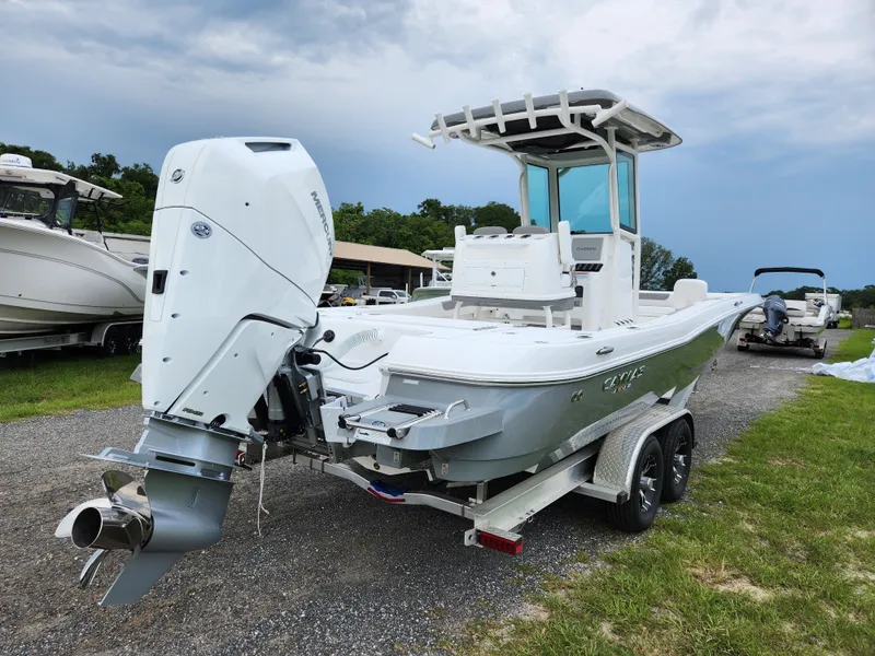 Slide: The Image of 2024 Caymas 28 HB boat on trailer, exterior view. - 10