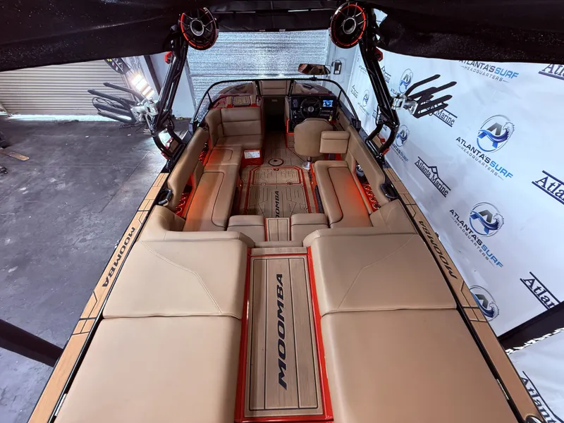 Slide: The Image of Interior view of 2023 Moomba Mojo boat with luxurious features. - 17