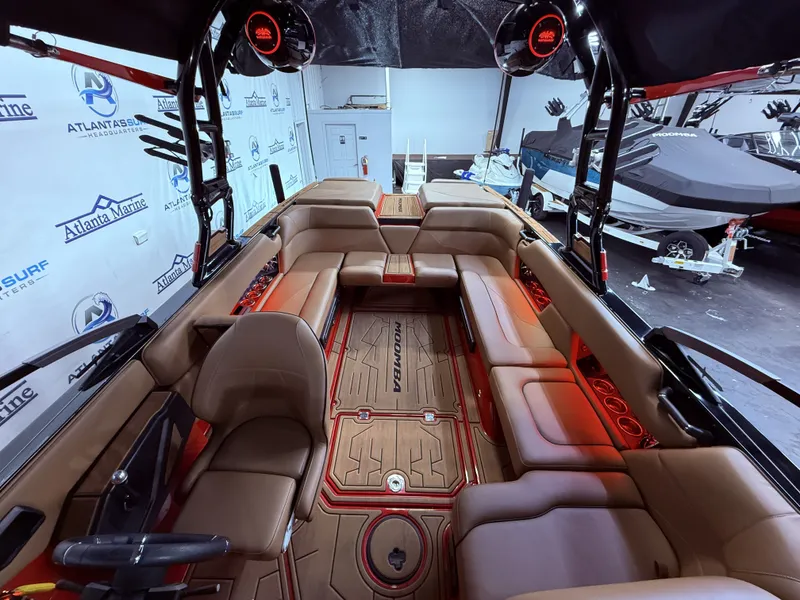 Slide: The Image of Interior of a 2023 Moomba Mojo boat with luxurious seating. - 30
