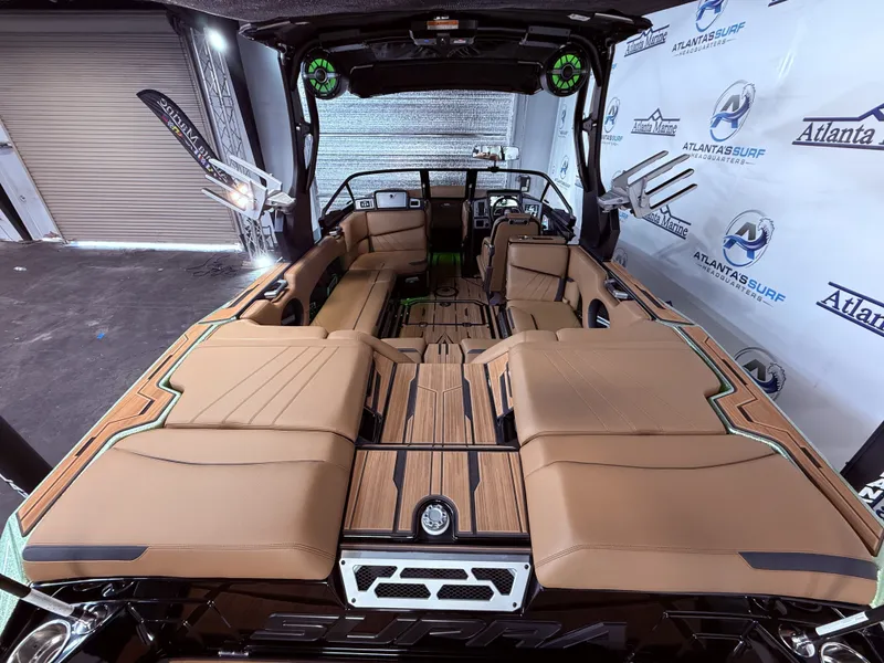 Slide: The Image of Interior of 2023 Supra SA 400 boat with luxurious seating. - 20