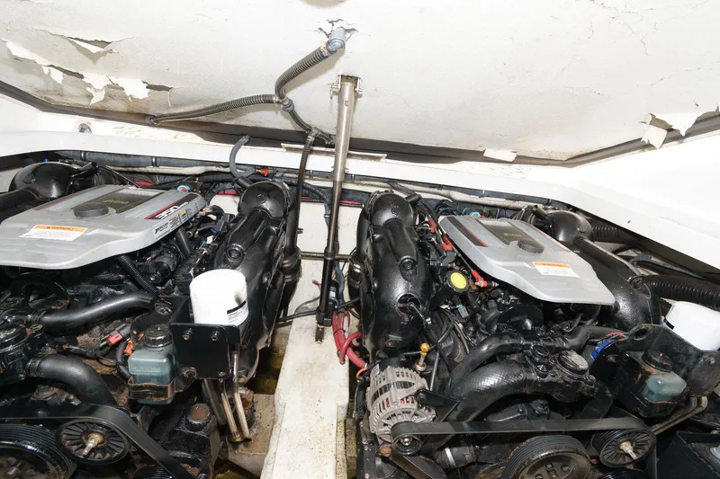 Slide: The Image of 2012 Formula 310 Bowrider engine compartment with dual engines. - 16