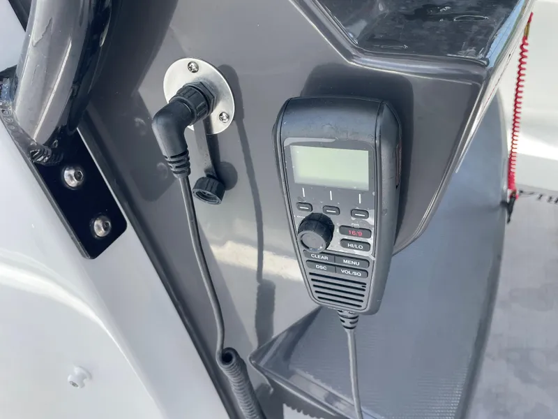 Slide: The Image of VHF radio on a 2024 Blackfin 332cc boat. - 25