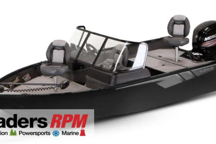 Slide: The Image of 2024 Lowe Fishing Machine 1675WT boat with windshield and Mercury outboard motor. - 49