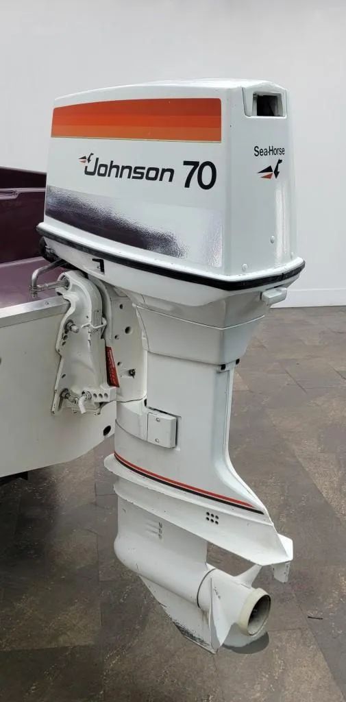 Slide: The Image of 1969 Crestliner Marauder with Johnson 70 outboard motor. - 46
