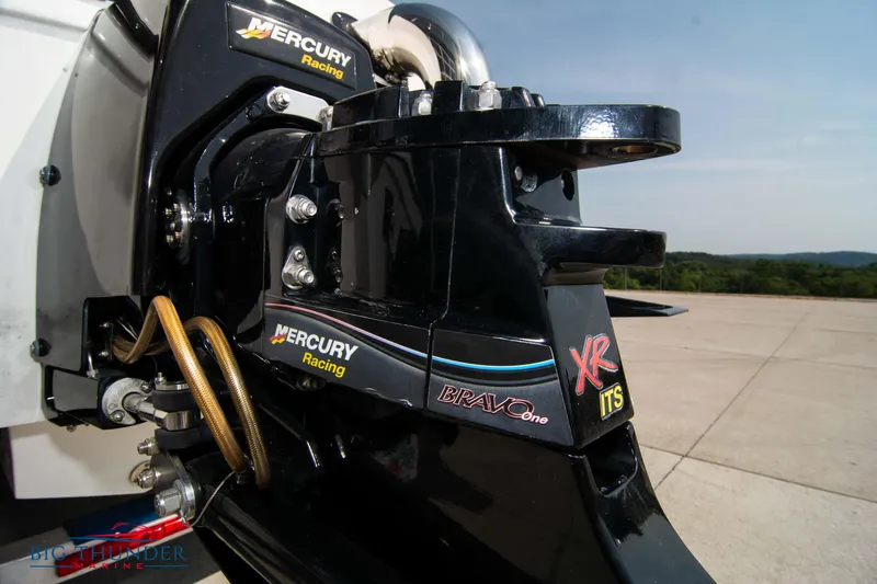 Slide: The Image of Close-up of a 2019 Spectre Screaming Eagle 22 Talon boat engine with Mercury Racing parts. - 14