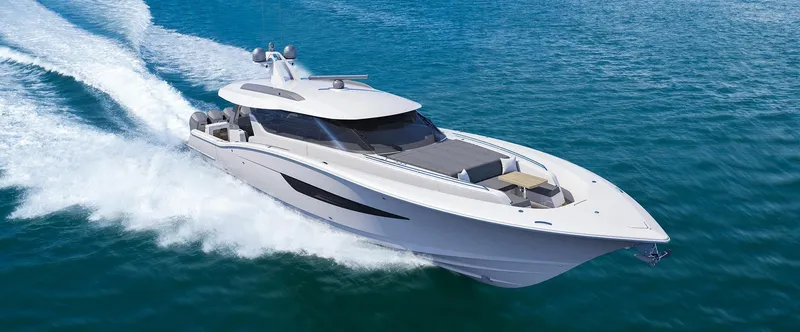 The Image of 2025 Scout 67 LX luxury yacht cruising on open water. - 0