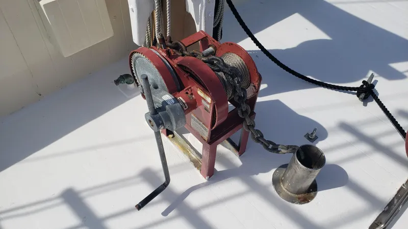 Slide: The Image of Red winch on deck of 1996 Custom Biloxi Schooner. - 38