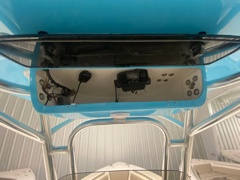 Slide: The Image of 2024 Key West 239 FS boat console with electronics and controls. - 15