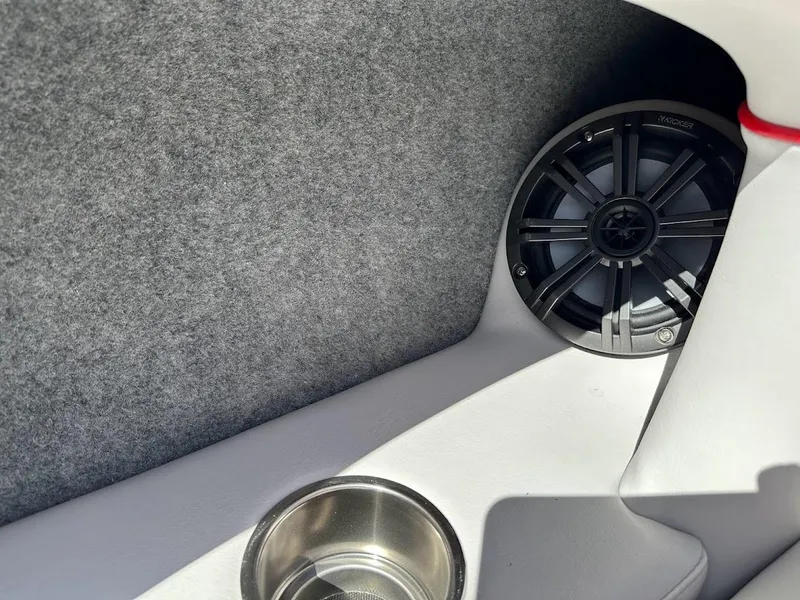 Slide: The Image of 2024 Sanger V237 S interior speaker and cup holder detail. - 27