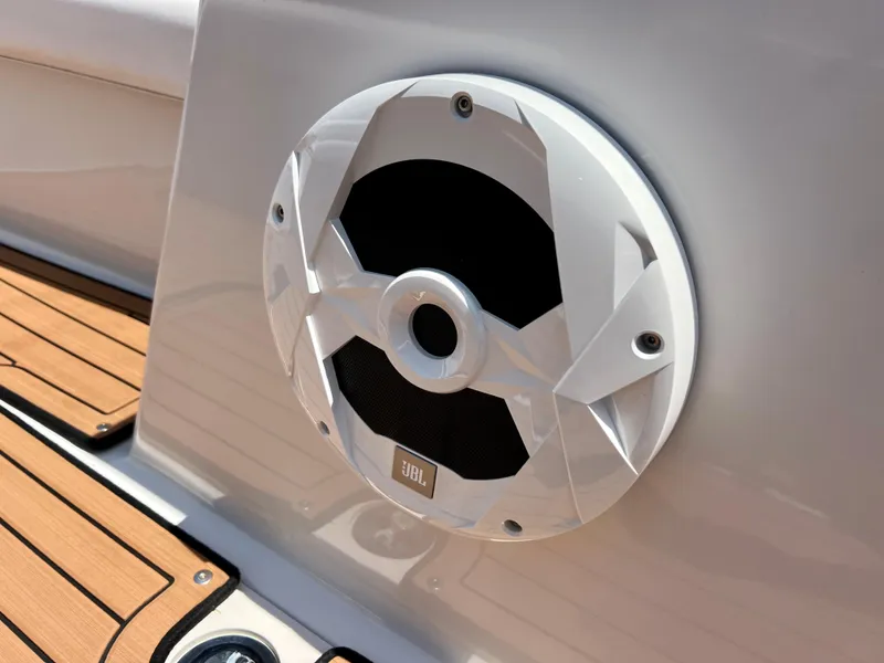 Slide: The Image of Close-up of a JBL speaker on a 2021 Starcraft 211 SVX boat. - 10