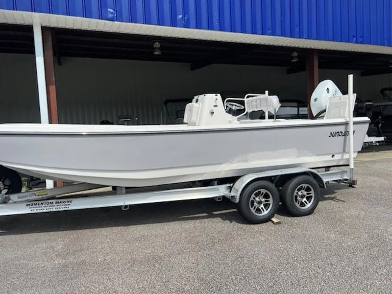 The Image of 2024 Sundance DX22 HPX boat on a trailer, side view. - 0