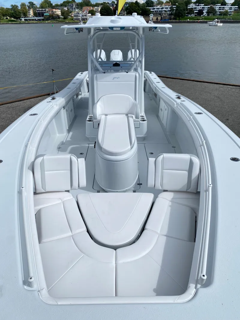 Slide: The Image of 2024 Yellowfin 36 Center Console boat with spacious seating and sleek design. - 15