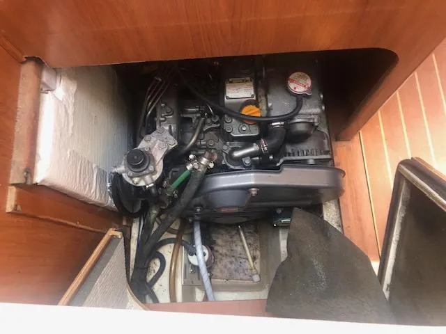 Slide: The Image of Engine compartment of a 2008 Hunter 41 Deck Salon sailboat. - 28