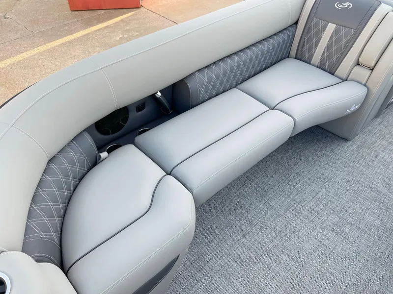 Slide: The Image of 2024 Barletta Lusso 25UCA luxury boat seating with premium upholstery. - 24