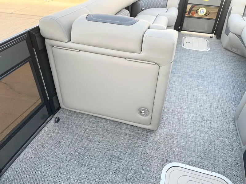 Slide: The Image of 2024 Barletta Lusso 25UCA interior with luxurious seating and carpeted flooring. - 41