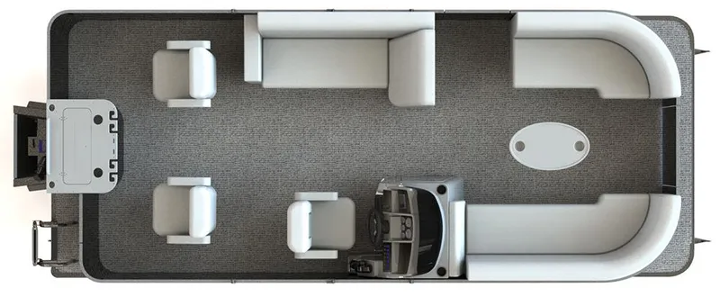 Slide: The Image of 2024 Sylvan MIRAGE 8522 Party Fish 4.0 pontoon boat interior layout. - 2