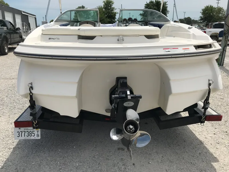 Slide: The Image of 2010 Monterey 214FS boat rear view on trailer. - 4