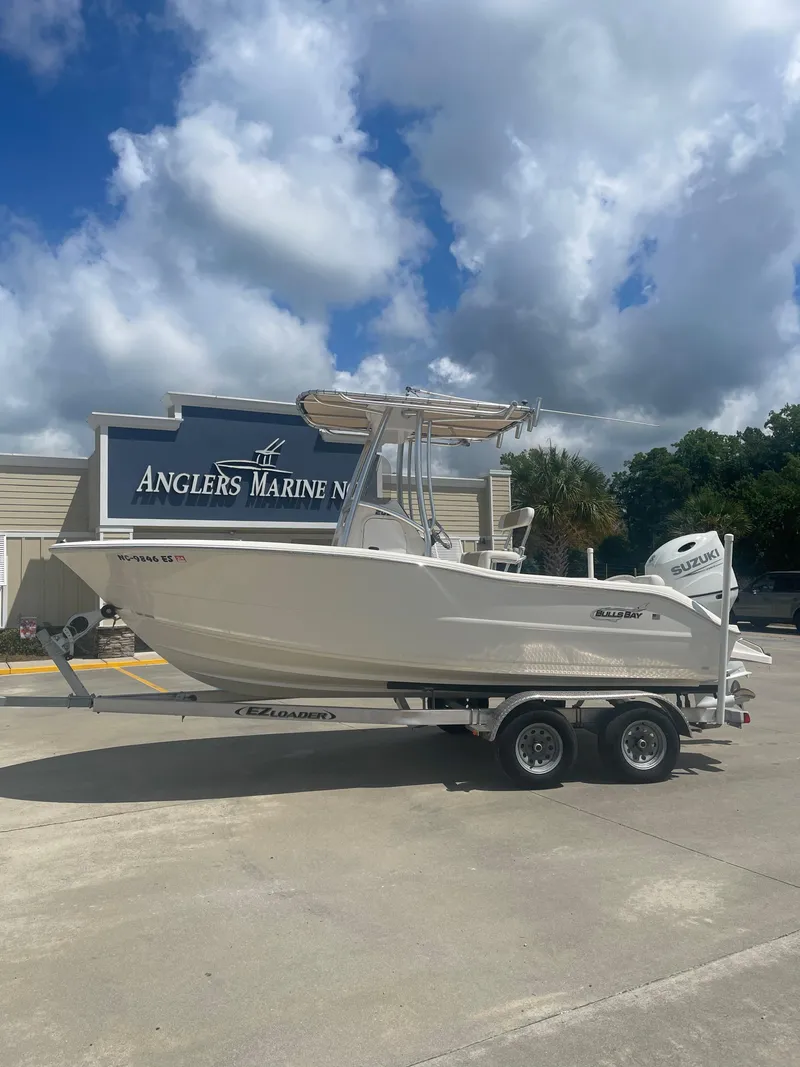 Slide: The Image of 2021 Bulls Bay 200 CC boat on a trailer at Anglers Marine dealership. - 3
