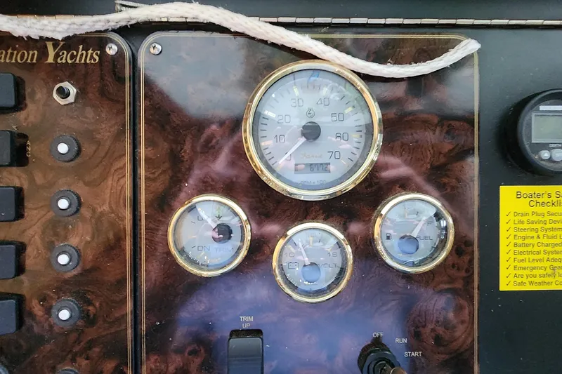 Slide: The Image of Control panel of a 2007 Destination Yachts 16x58 houseboat. - 19