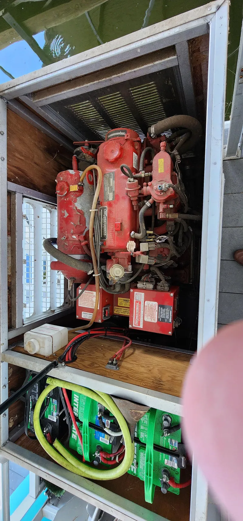 Slide: The Image of Engine compartment of a 2007 Destination Yachts 16x58 houseboat. - 32