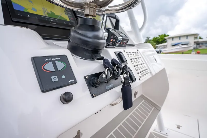 Slide: The Image of Control panel of a 2022 Intrepid 375 Nomad FE boat with navigation system. - 19