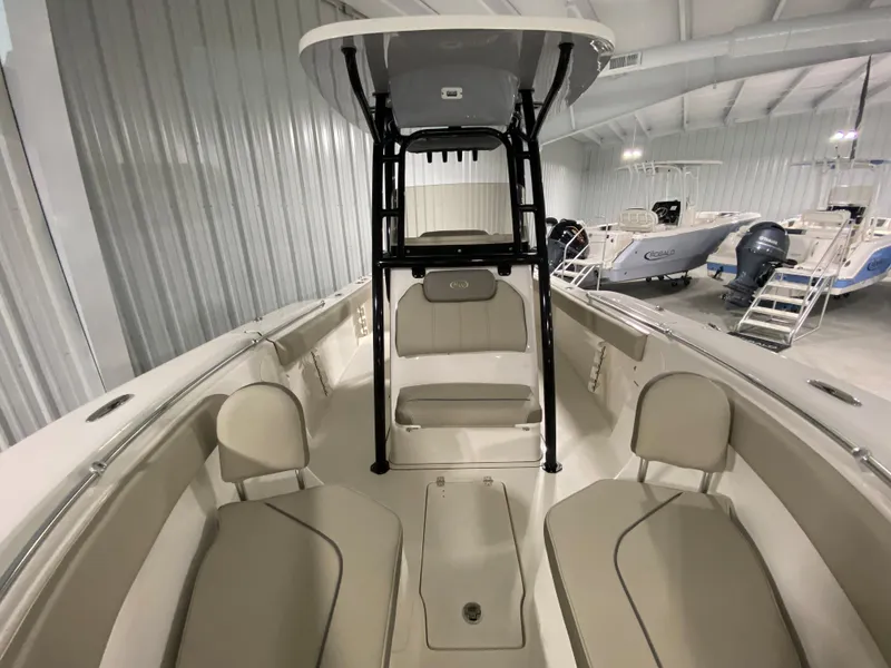 Slide: The Image of 2024 Key West 244 CC center console boat interior in showroom. - 26