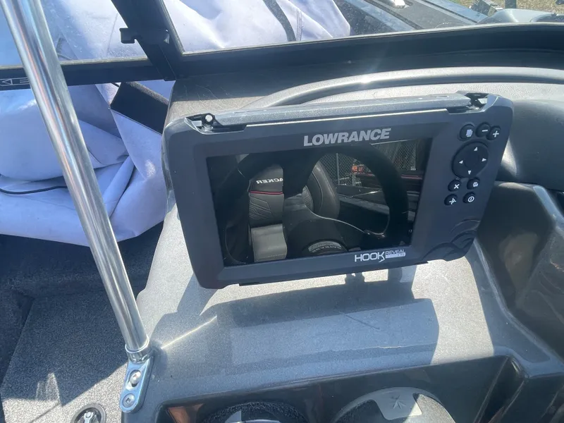 Slide: The Image of Lowrance HOOK Reveal fish finder on 2021 Tracker Targa V-19 WT boat. - 9