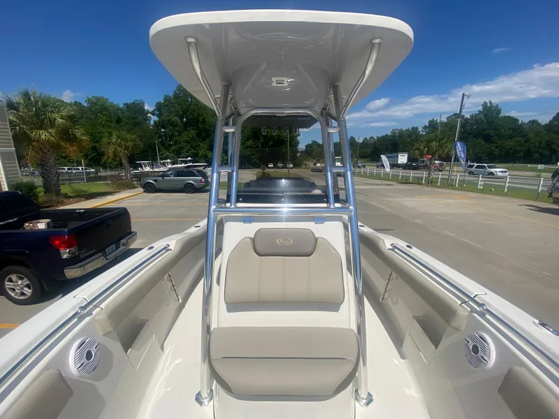 Slide: The Image of 2024 Key West 239 FS boat with T-top and bow seating. - 23