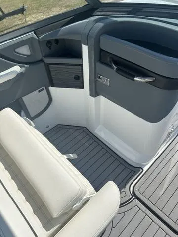 Slide: The Image of 2021 Cobalt R7 Surf boat interior with white seating and modern design. - 31