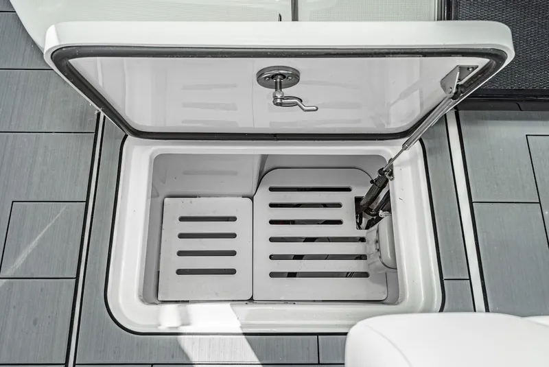 Slide: The Image of 2024 Aviara AV 32 storage compartment with hydraulic lift. - 30
