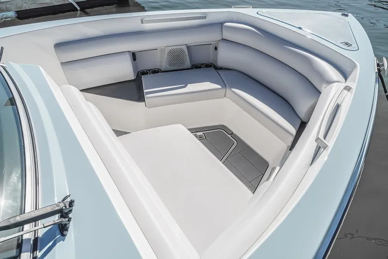 Slide: The Image of 2024 Aviara AV 32 boat with spacious, luxurious seating area. - 41