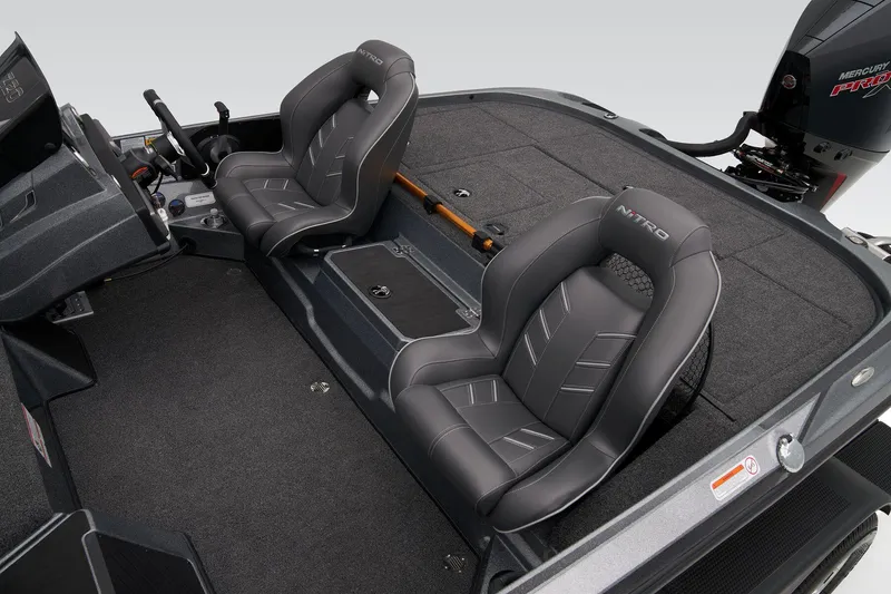 Slide: The Image of 2024 Nitro Z20 Pro boat interior with dual seats and modern design. - 43