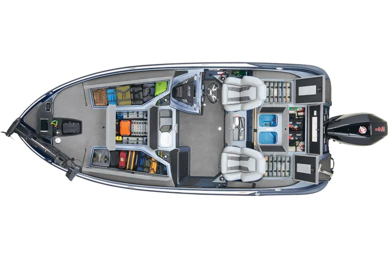 Slide: The Image of 2024 Nitro Z18 Pro boat interior layout with storage compartments and seating. - 12