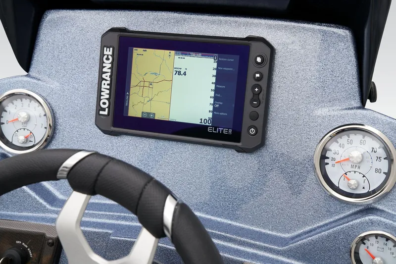 Slide: The Image of 2024 Nitro Z18 Pro dashboard with Lowrance Elite fishfinder and gauges. - 40
