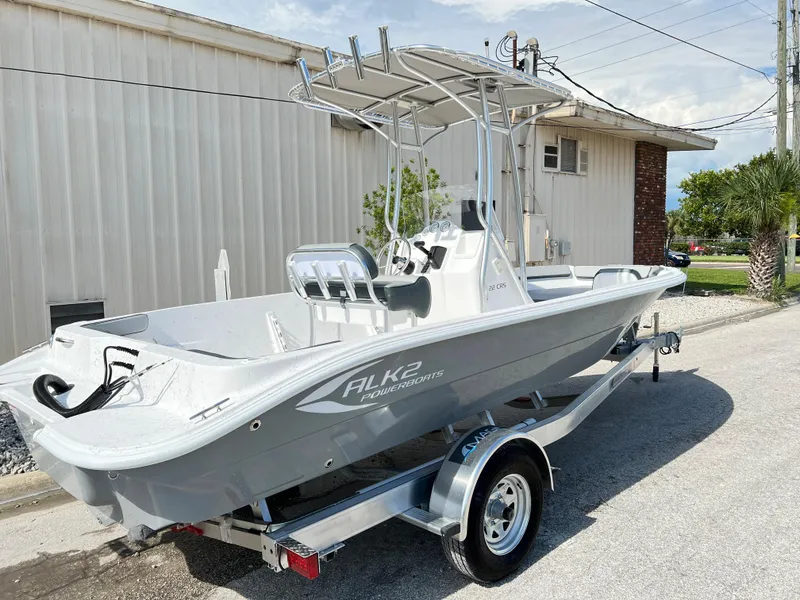 Slide: The Image of 2024 ALK2 Powerboats 22 CRS on trailer, side view. - 3