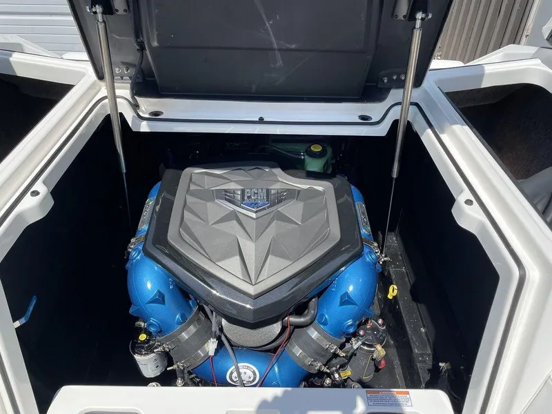 Slide: The Image of 2023 Nautique Super Air Nautique S25 engine compartment with PCM engine. - 8