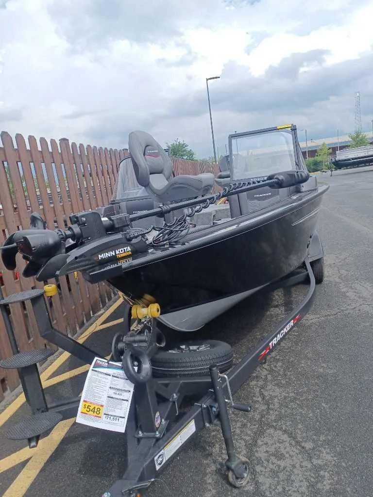 Slide: The Image of 2024 Tracker Targa V-19 Combo fishing boat on trailer. - 3