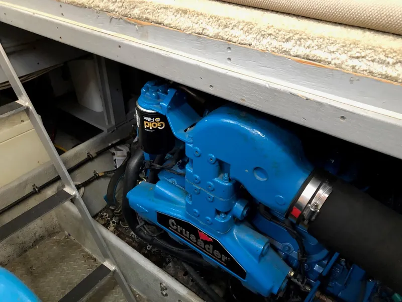 Slide: The Image of Engine compartment of a 2003 Silverton 35 Motor Yacht with Crusader engine. - 37