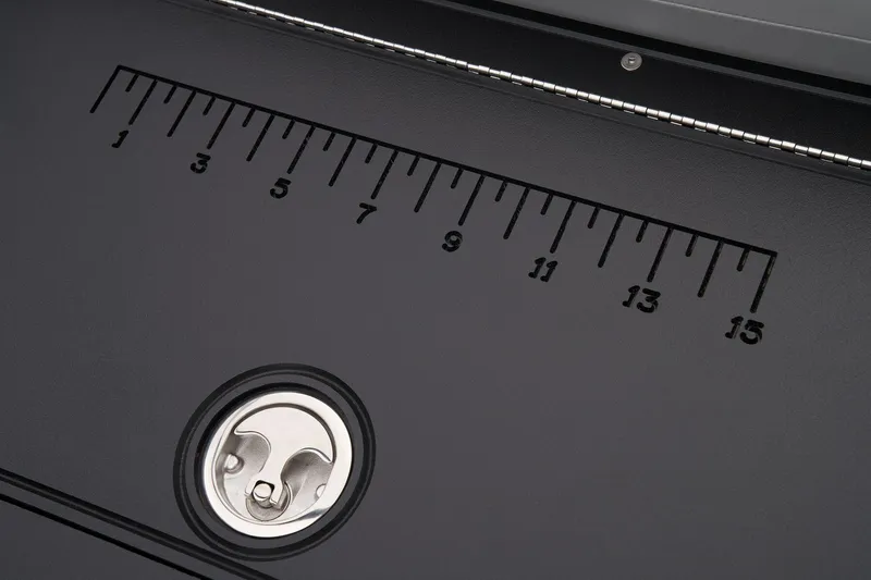 Slide: The Image of Ruler and latch detail on 2024 Ranger Reata 223FC boat. - 49