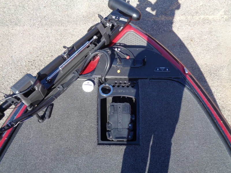 Slide: The Image of 2024 Nitro Z19 Pro boat deck with trolling motor and control panel. - 7