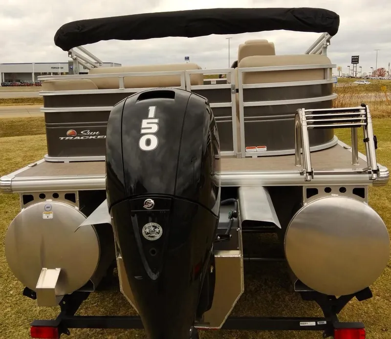 Slide: The Image of 2024 Sun Tracker Party Barge 22 RF XP3 pontoon boat with 150 HP engine. - 4