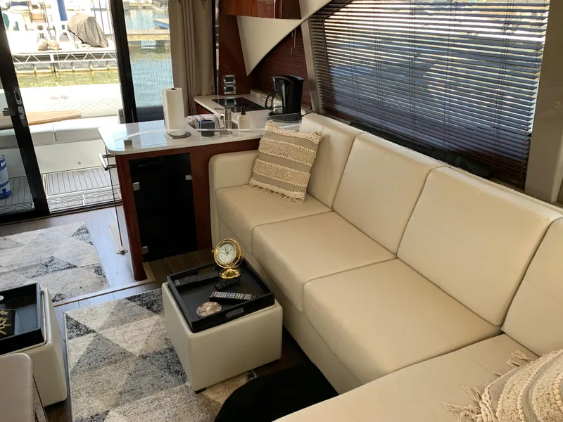 Slide: The Image of Luxurious interior of 2017 Sea Ray Sundancer 460 yacht with cream leather seating. - 19