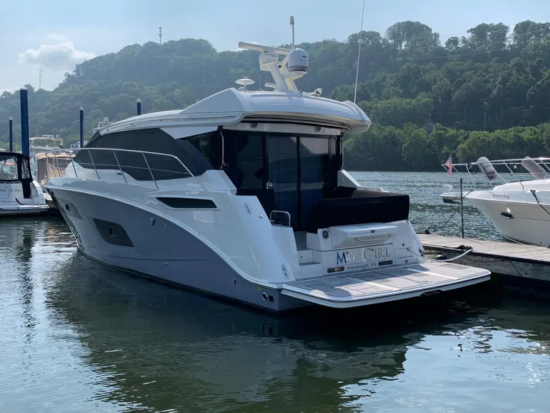 Slide: The Image of 2017 Sea Ray Sundancer 460 yacht docked at marina. - 3