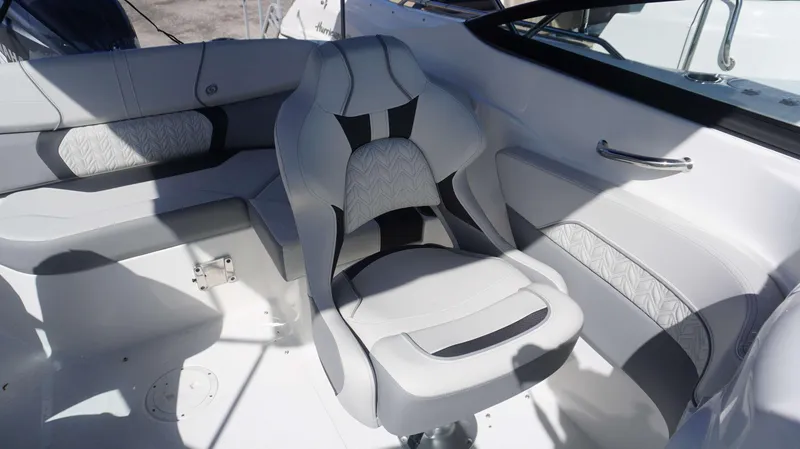 Slide: The Image of 2024 Hurricane 2200 SD boat interior with stylish seating and modern design. - 10