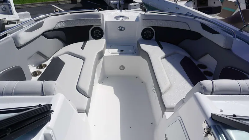 Slide: The Image of 2024 Hurricane 2200 SD boat interior with spacious seating and modern design. - 5
