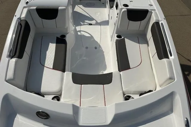 Slide: The Image of 2024 Tahoe 2150 boat interior with spacious seating and modern design. - 10