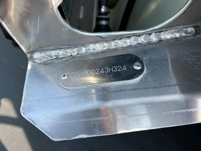 Slide: The Image of 2024 Crest Classic Fish 220 boat hull identification number plate. - 22