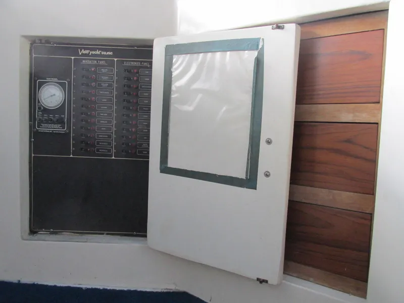 Slide: The Image of Electrical panel on a 1988 Vista 49 Motor Yacht with open cover. - 35